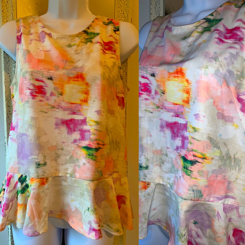 H&M Abstract Floral Peplum Tank Top Blouse